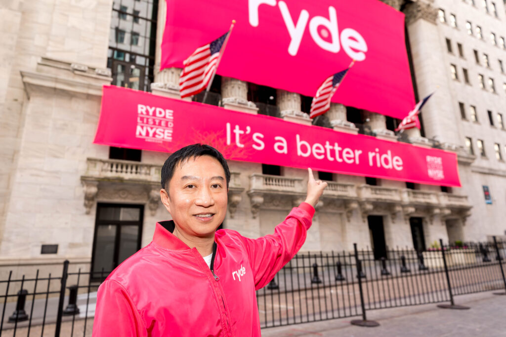 Ryde CEO and Founder Terence Zou rings the New York Stock Exchange Closing Bell on April 4, 2024 in celebration of its successful listing on the NYSE. Photo credits: NYSE